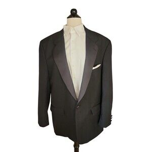Brooks Brothers Tuxedo Jacket Men's Size 45L Vintage '97 Black Tie Wedding *Flaw